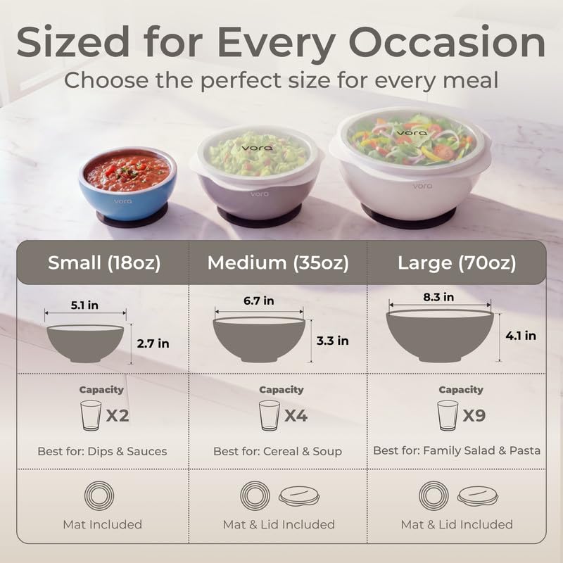 Stainless Steel Dip Chiller Bowls Set of 2 with Lid & Condensation Mat - 70oz