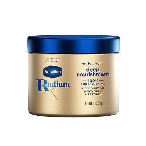 Vaseline Radiant X Deep Nourishment Body Cream 100% Pure Shea Butter & Intensive Care Cocoa Radiant For Glowing Skin 3 Count Body Gel Oil Body Oil Made with 100% Pure