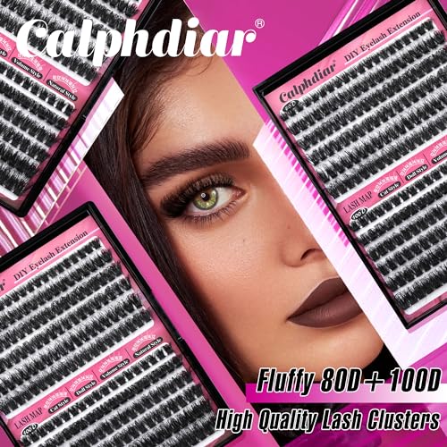 Calphdiar Lash Clusters 80D+100D Thick Eyelash Clusters D-curly Cluster Eyelash?Extensions Russian Cluster Lashes Wispy Lashes Clusters 234pcs False Mink Eyelashes 10-18mm DIY Lash Extension