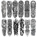 Fake Totem Sleeve Tattoos Stickers, Full Arm Tribal Totem Temporary Tattoos Sleeves for Adult Kids Women Makeup, 12-Sheet