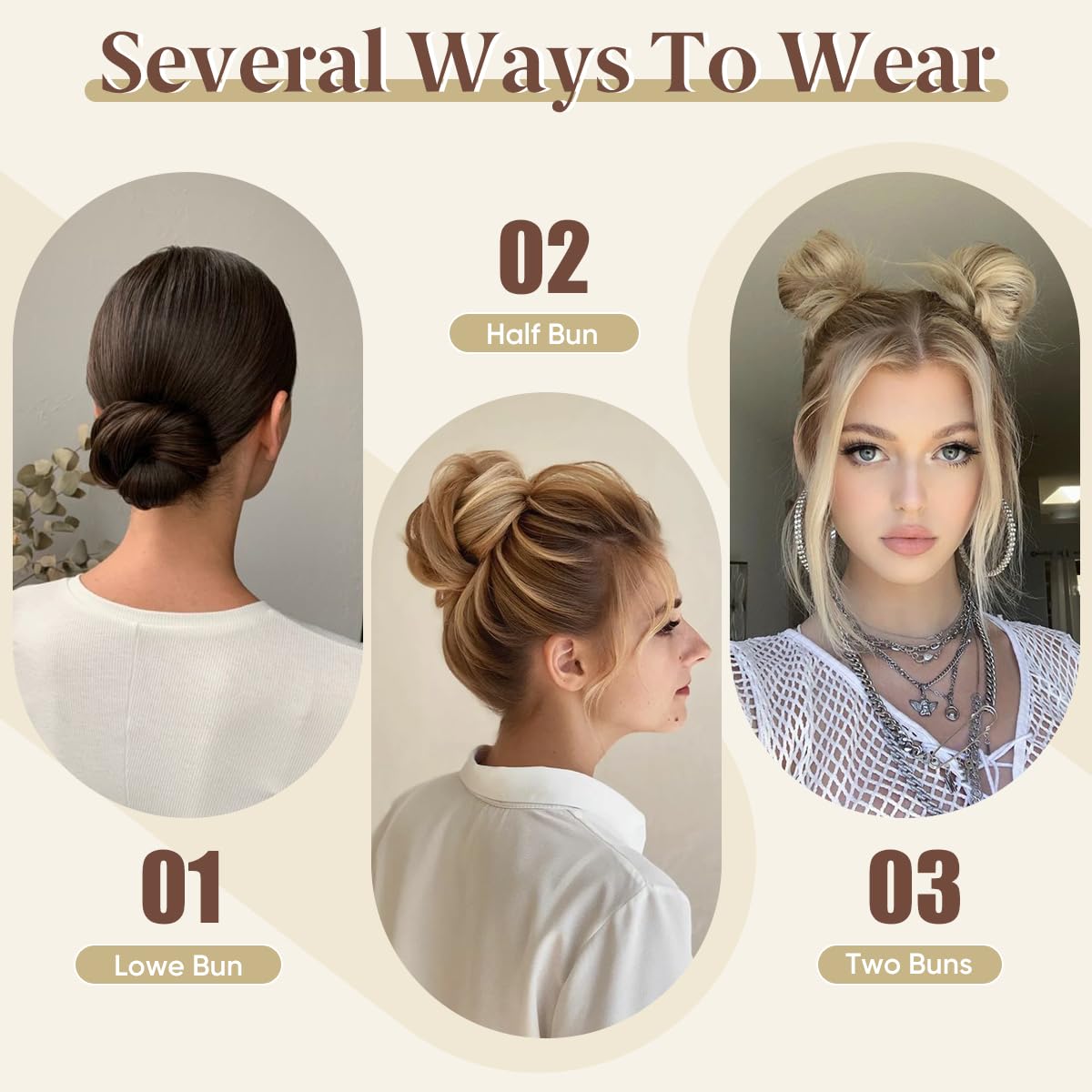 CJL HAIR 2PCs Small Cute Messy Bun Hair Piece for Thin Hair Women Girl Mini Synthetic Curly Bun Scrunchies Updo Hairpieces for Kids Chocolate Multi