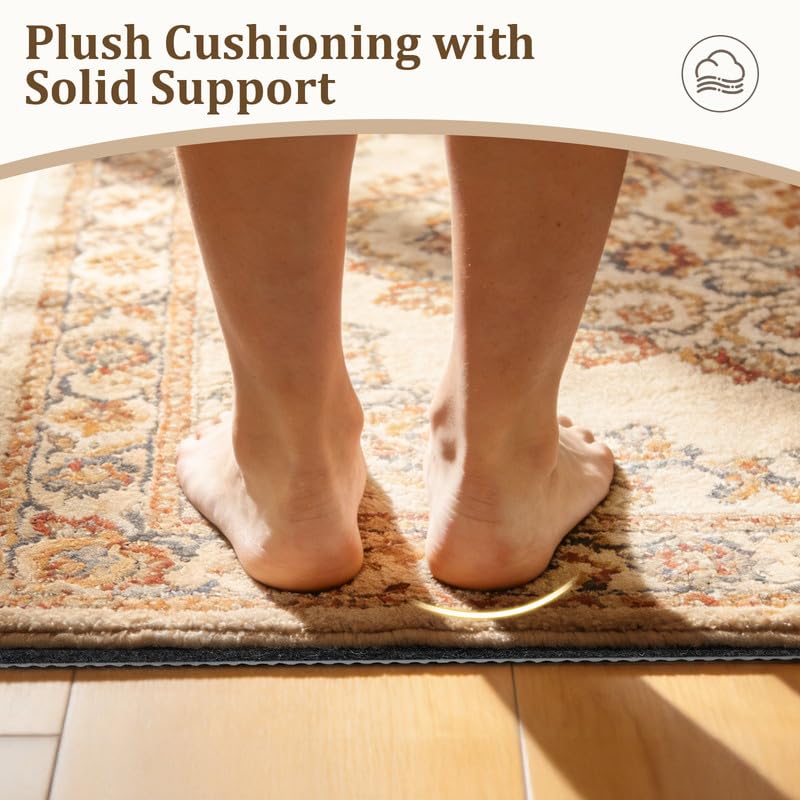 SUFOR 9x12 ft Grey Non-Slip Rug Pad - Dual Surface Felt & Rubber Backing, Cushioned Floor Protector for Hardwood & Carpet