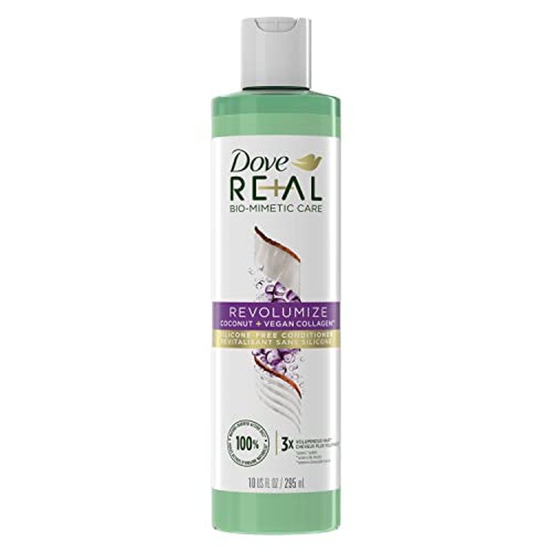 Dove RE+AL Bio-Mimetic Care Conditioner For Fine, Flat Hair Revolumize Silicone-Free Conditioner With Coconut + Vegan Collagen 10oz