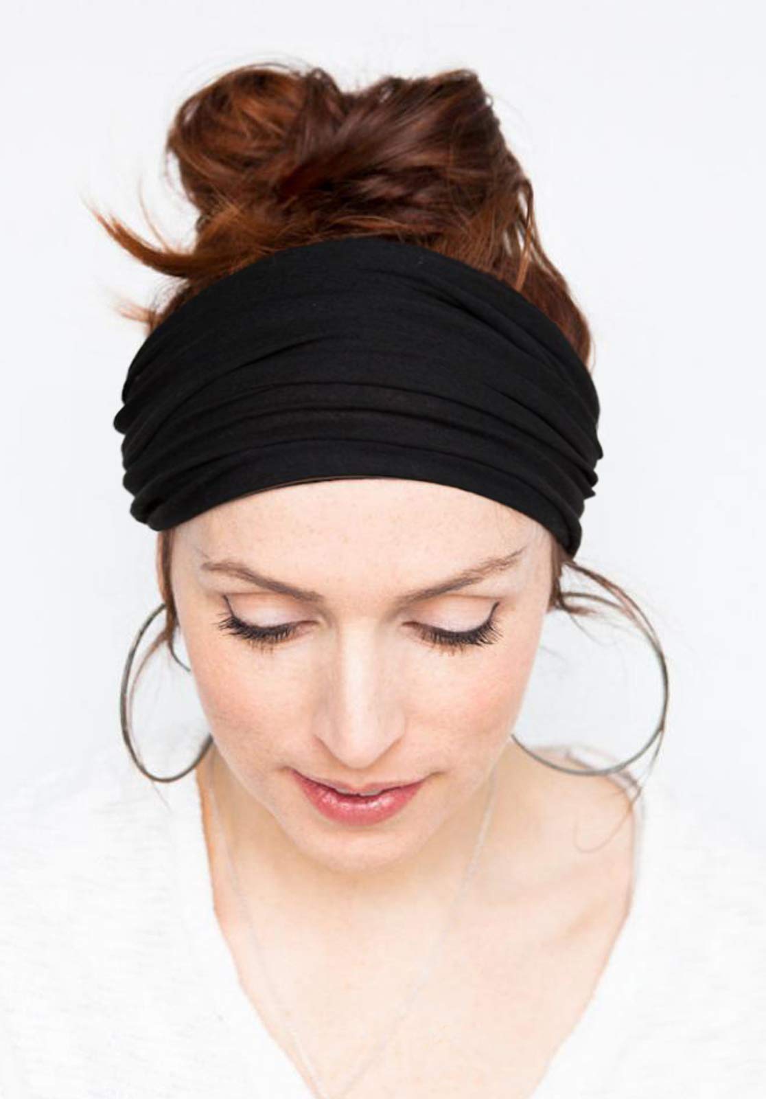 Tobeffect Headbands for Women African Wide Knotted Hairbands Head Bands Hair Wraps Turbans (Black)