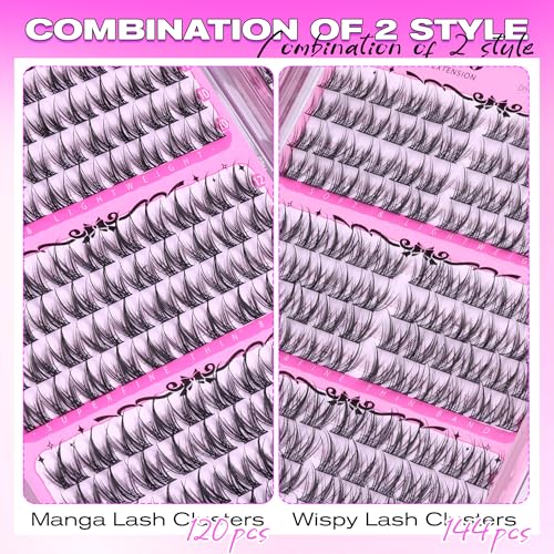 wiwoseo Manga Lash Clusters Fairy Eyelash Clusters Eyelash Extensions Cluster Lashes Natural Lash Clusters Spiky Individual Lashes Extensions Wispy Cluster Lashes 10-14MM Anime Lashes Clusters