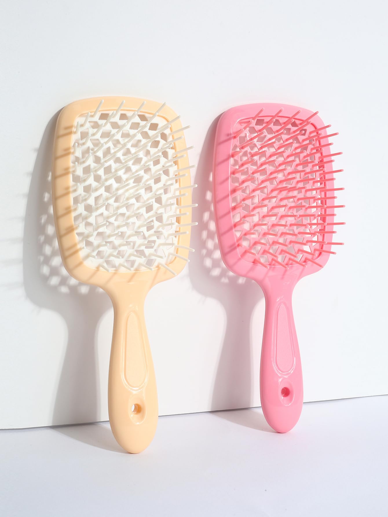 2Pcs Detangler Hairbrush for Effortless Tangle Removal - Ultra-Soft Bristles -For Natural Curly Straight Wet Dry Damaged Hair for Women Men- Yellow White & Pink