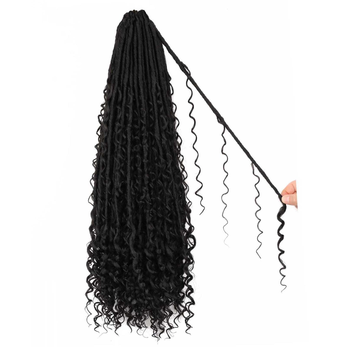 Boho Faux Locs Crochet Hair 24 Inch 8 Packs Soft Locs Curly Ends Bohemian Goddess Locs Crochet Hair for Black Women (1B, 24 Inch(pack of 8))