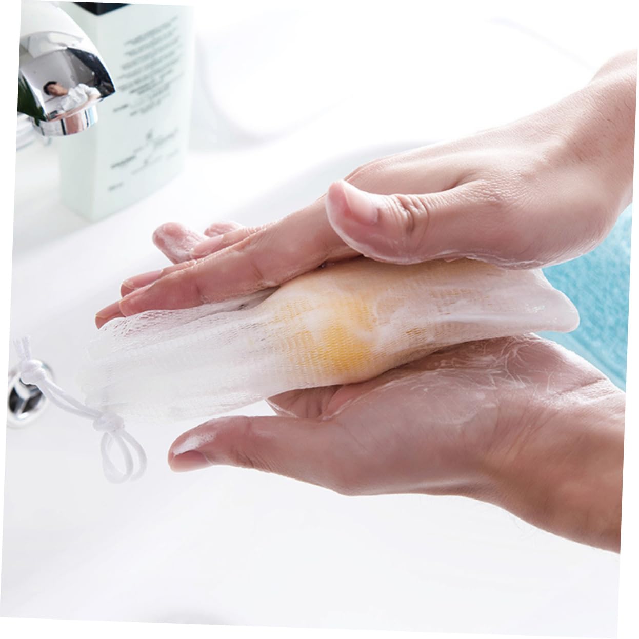 Ipetboom 10pcs Foaming Mesh Soap Pouch Net Lathering Net Face Wash Safe and Comfortable Touch