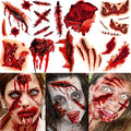 FANRUI 8 Sheets Halloween Fake Scar Tattoos For Women Men Adults Kids, Fake Wound Realistic Blood Injury Cut Scratches Stitches Temporary Tattoos Stickers Chucky Makeup Kit, Scary Face Zombie Makeup Prank Masquerade Accessories