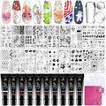 Biutee 31pcs Nail Stamping Kit with 16 Plates and 10 Gel Polishes - DIY Nail Art