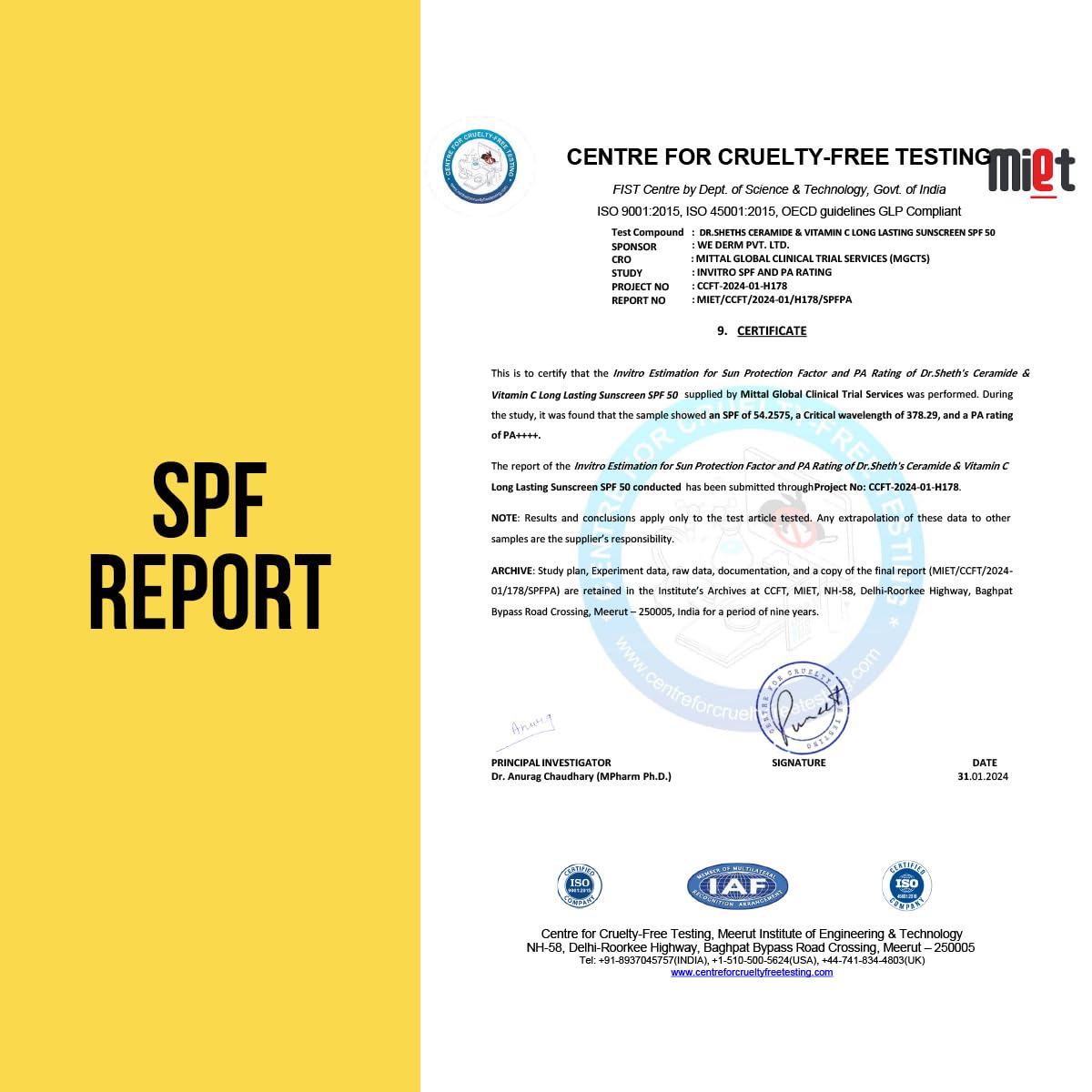 Dr. Sheth's Ceramide & Vitamin C Long lasting Sunscreen SPF 50+ PA++++ | Water & Sweat-Resistant | Non-Greasy & Quick-Absorbing | For Women & Men | 50g