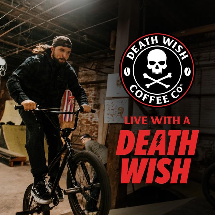 Death Wish Organic Dark Roast Ground Coffee 80 oz - Fair Trade & Bold Flavor with Cherry & Cocoa Notes - Pack of 1