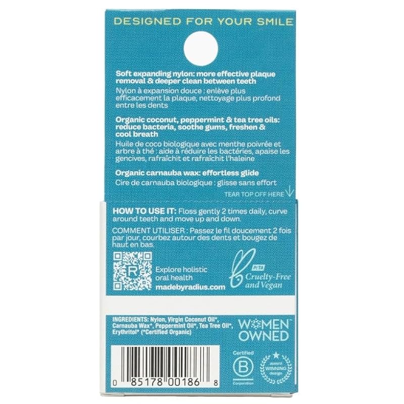 Vegan Sponge Floss for Sensitive Gums - Peppermint, Pack of 6