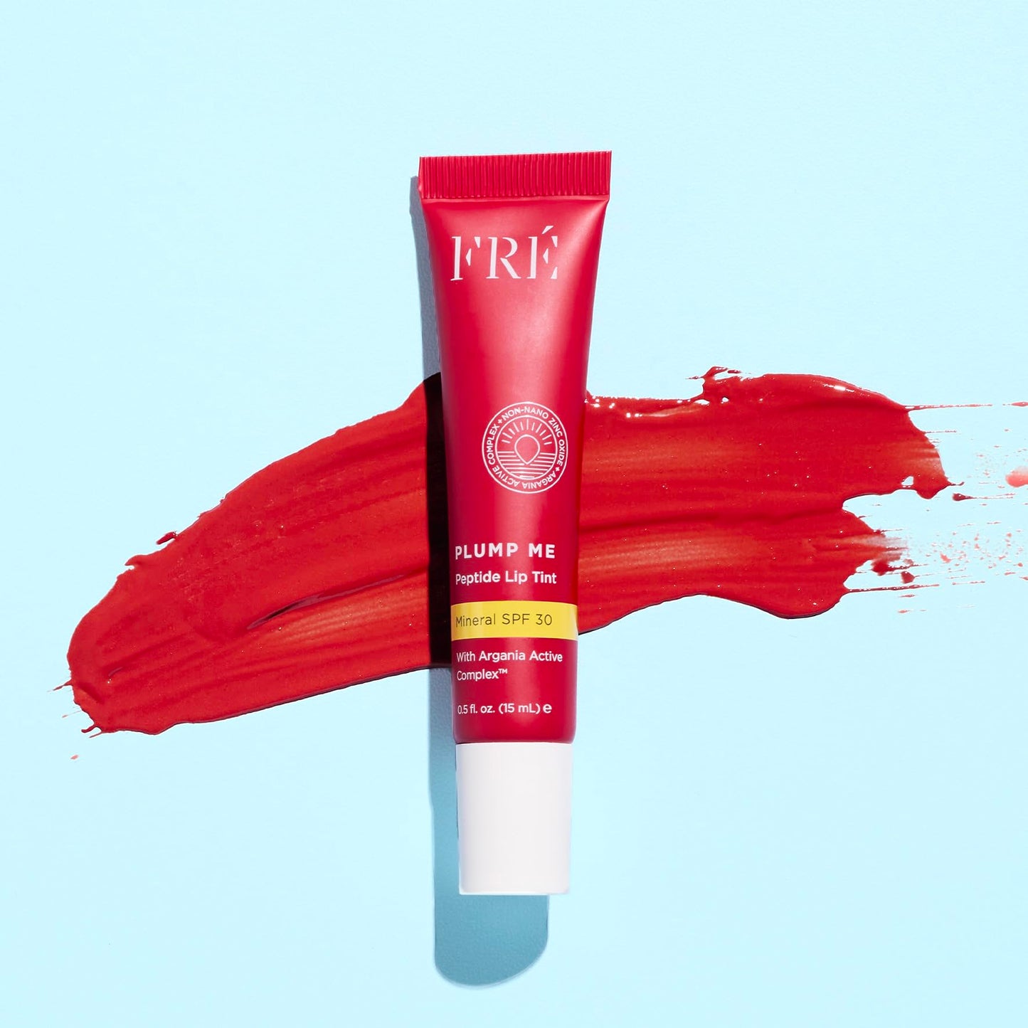 FRÉ PLUMP ME Peptide Lip Tint SPF 30 Monaco, Tinted Lip Balm with Argania Active Complex™, Shea Butter & 100% Mineral Non-Nano Zinc Oxide for UV Protection, Hydrating Mineral Lip Sunscreen, 0.5 fl.oz