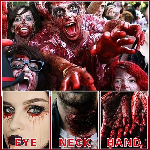 Fake Blood Spray 2.1oz(60 ml) Fake Blood Gel With Spong Washable Fake Blood Makeup for Clothes Face Body,Halloween Special Effects Clown Cosplay Vampire Zombie Makeup Kit