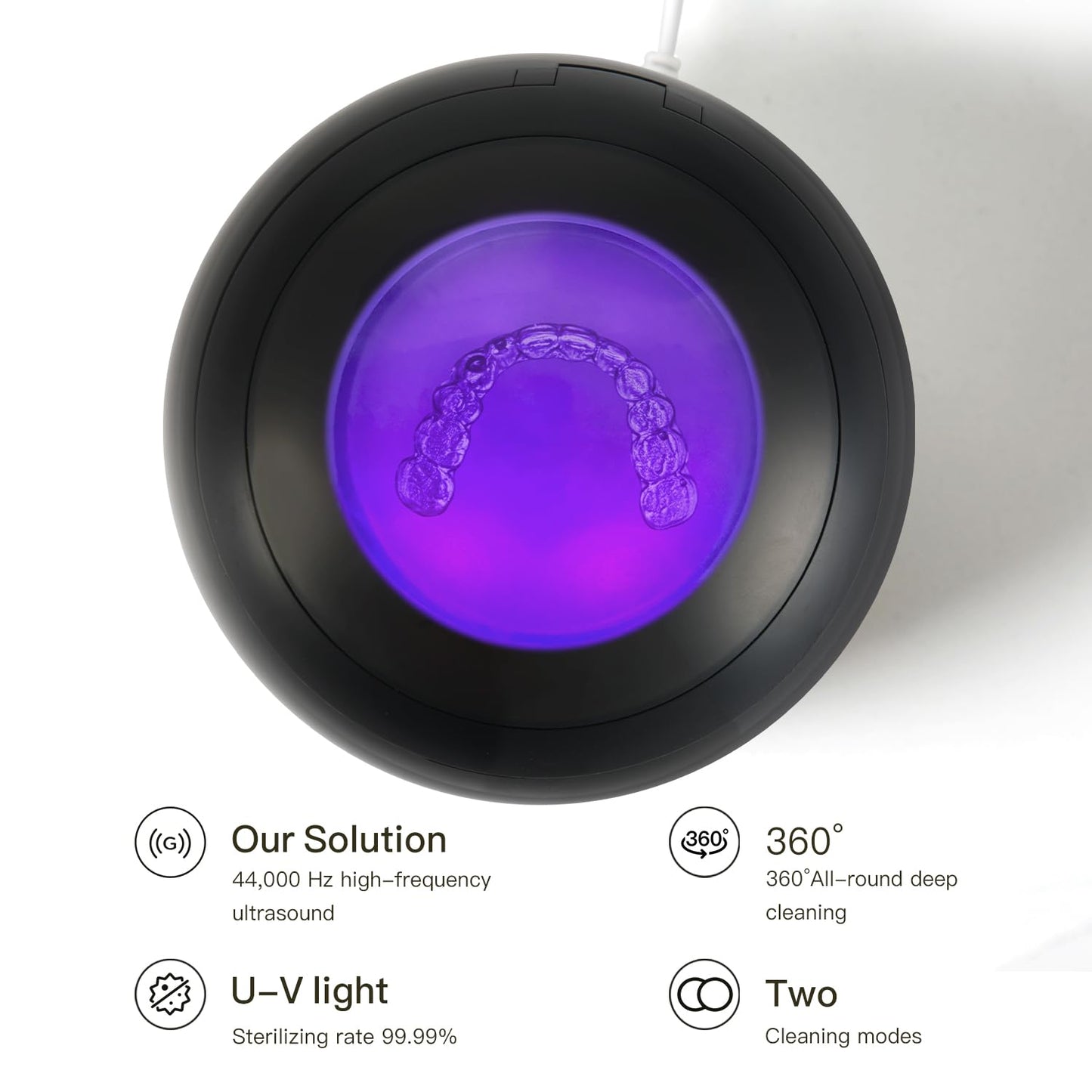 Ultrasonic Retainer Cleaner Machine Denture Cleaning Pod Portable Night Guard Cleaner for Mouth Guards, Jewelry Cleaner with Digital Timer, Dual Cleaning Mode