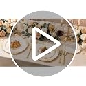 Morejoy Ivory and Gold Plastic Dinnerware Set 350PCS – Elegant Disposable Plates, Cups & Utensils for Events