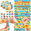 48PCS Beach Party Favors ? 24PCS Temporary Pre - cut Tattoos & 24PCS Slap Bracelets ? Summer & Ocean-Themed Birthday Supplies, Baby Shower Gifts, Classroom Rewards & Party Decor for Kids