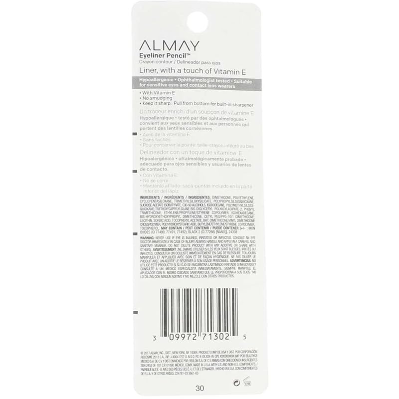 Almay Brown Eyeliner Pencil, 0.01 oz — Hypoallergenic, Water-Resistant, 16 Hr Wear, Pack of 6 (Variation: Brown+1 Count)
