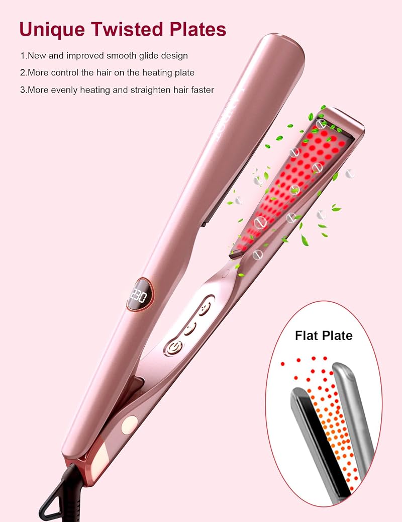 Rose Gold LANDOT 2-in-1 Hair Straightener & Curler – Dual Voltage 1"