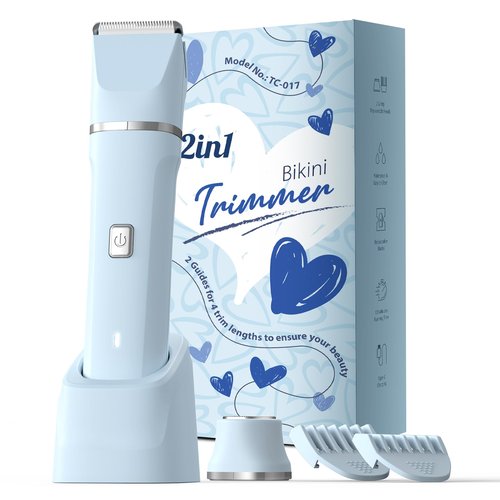 Electric Shaver for Women - Body Hair Trimmer Shaver for Women's Grooming, Wet & Dry Use Groomer, Dusk Razor for Women, Ladies Electric Razors for Legs, Female Trimmer for Private Area, Blue
