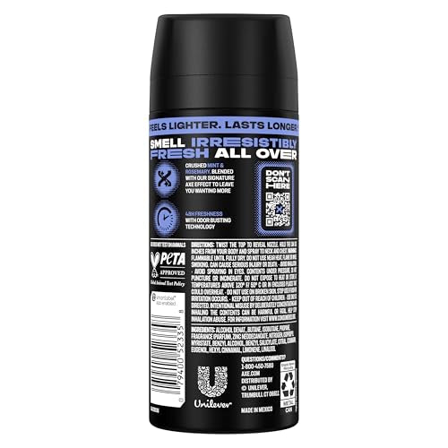 Men's Body Spray 4 Pack - Fresh Scent, 48-Hour Odor Protection