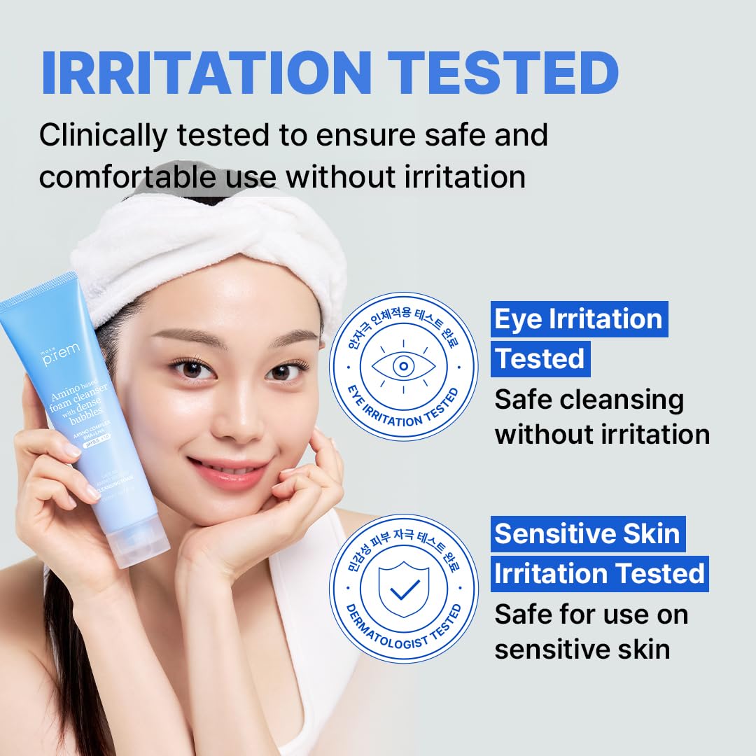 MAKE P:REM Safe Me. Amino Refresh Cleansing Foam, Korean Face Wash, Instant Deep Pore Cleansing, Gentle Exfoliation with BHA & LHA, Korean Skin Care, 5.07 Fl Oz, 150ml