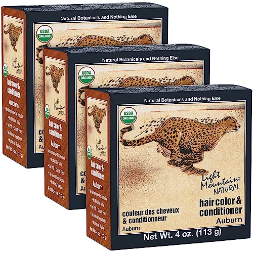 Light Mountain Henna Hair Color Auburn 4 Oz Pack of 3 - Natural Semi-Permanent Dye