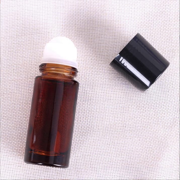 2 Pcs Brown 50ml Glass Essential Oil Roller Bottles Refillable Roll on Bottles Empty Deodorant Bottle, Refillable Containers Accessories, Containers Rollerball Bottles for Fragrance Roller Bottles