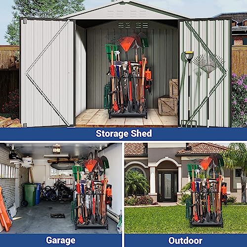 Yard Tool Storage Rack - Heavy-Duty Steel Organizer for 55+ Garden & Lawn Tools - Outdoor Shed & Garage Storage - Black - Variation of THIS listing
