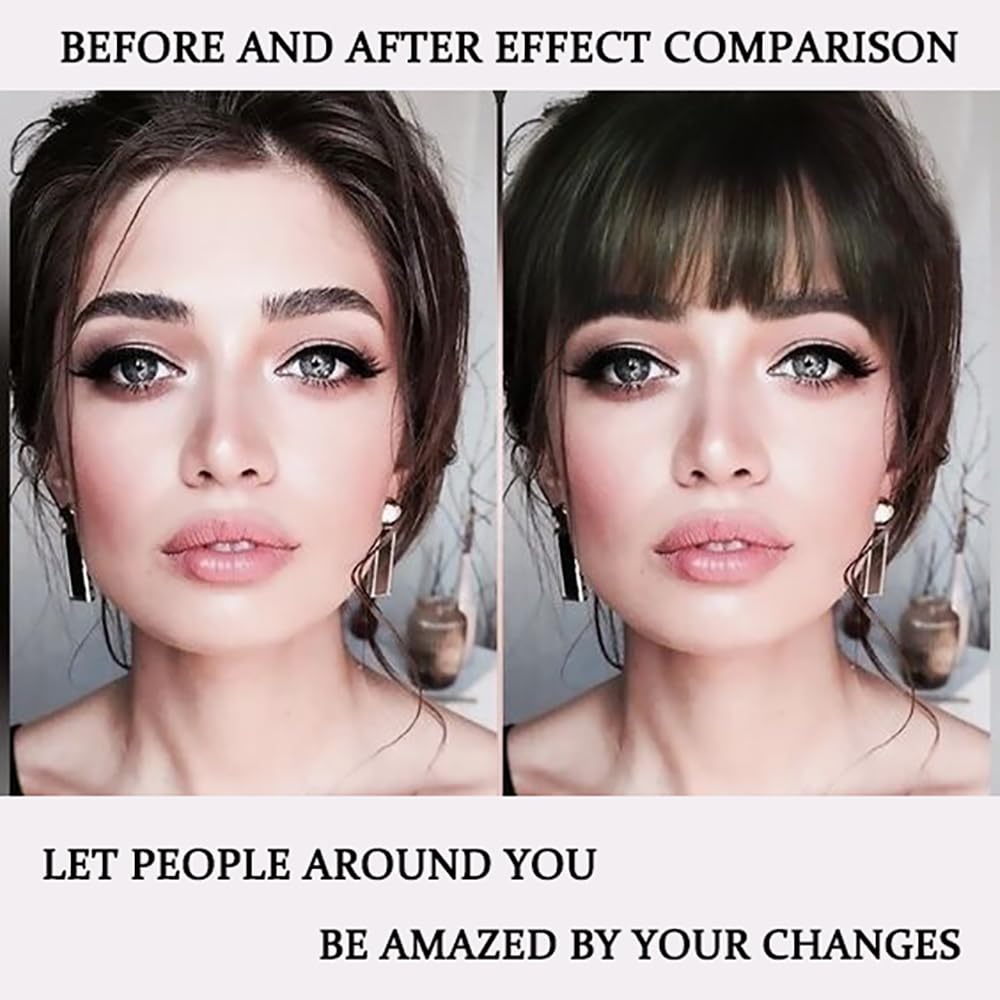 ORIGEN Clip in Bangs Real Human Hair Clip on Wispy Bangs Fringe with Temples Hairpieces Fake Front Bangs Extensions for Women Dark Brown Color