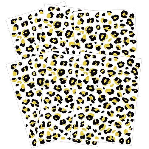Leopard Print Temporary Tattoos, 6-Sheet Realistic Leopard Skin Tattoo Stickers for Adults and Kids, Perfect for Halloween and Costume Parties (Gold)