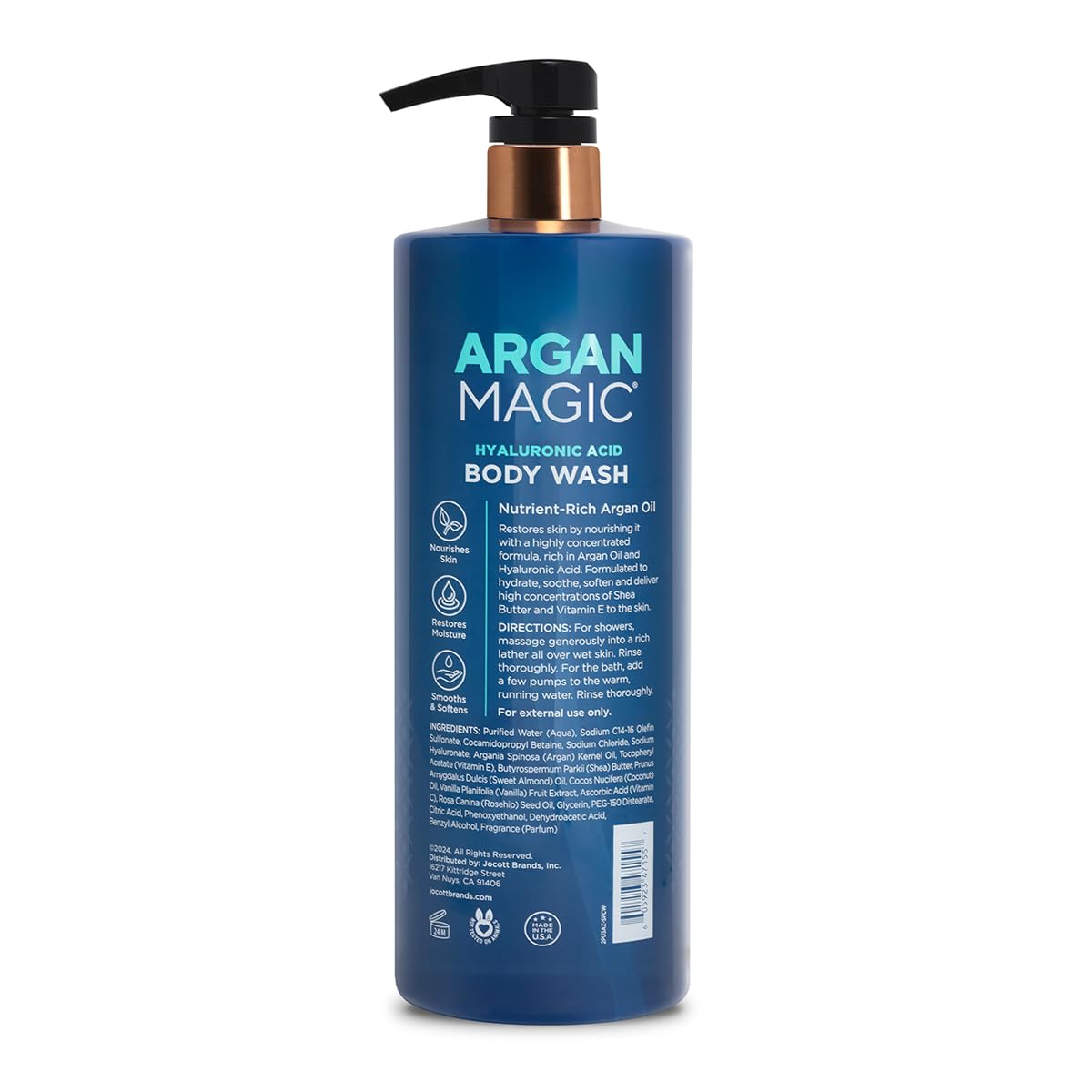 Argan Magic Hyaluronic Acid Body Wash - Cleanses, Refreshes & Softens with Hydrating Hyaluronic Acid and Nourishing Argan Oil | Paraben Free, Cruelty Free (32 Fl Oz)