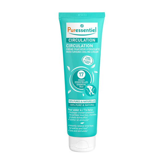 Puressentiel Circulation Moisturizing Cooling Cream - 100% Pure And Natural Oils - Alcohol Free - Supports Circulation - Provides Instant, Lasting Relief For Tired Legs, Ankles And Feet - 3.4 oz