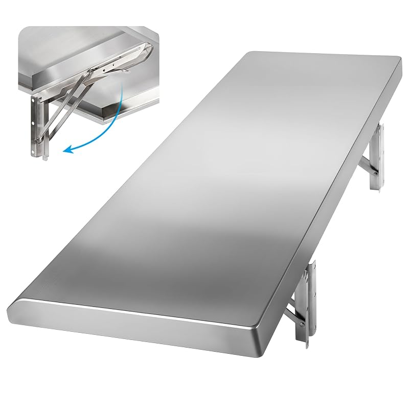 36" x 18" Folding Concession Shelf - Stainless Steel Kitchen/Truck Organizer (Variation: 36" x 18")
