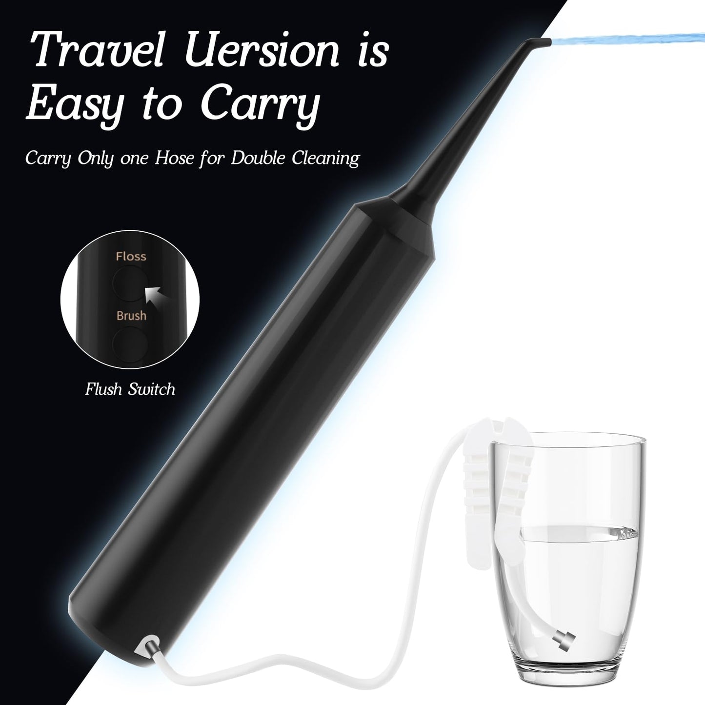 NGDGDDW 2-1 Professional Electric Toothbrush with Water Flosser, 3800VPM Ultrasonic Water Dental Flosser Toothbrush Combo- 4 Modes & 4 Intensity Levels, Brushing & Flossing for Home and Travel, Black