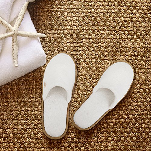 Disposable Spa Slippers - 6 Pairs Medium - Unisex Indoor House Shoes for Guests