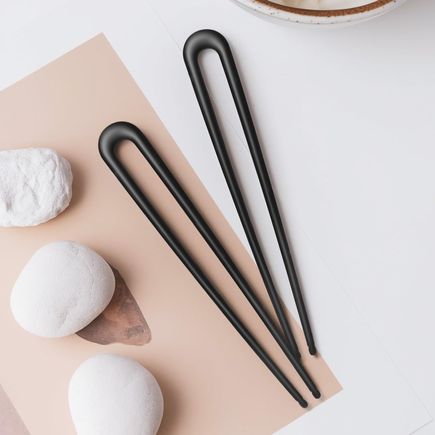 Cpoxiti 2PCS French Hair Pins for Women, U-Shaped Metal Hair Pins for Long and Thick Hair, 5.9 Inch Extended French Pins Hair Forks for Various Hair Styles (Black)