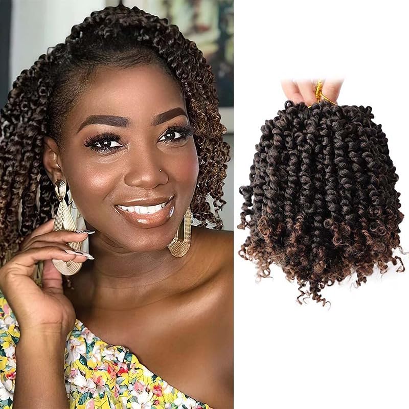 Passion Twist Crochet Hair 6 Inch – 9 Packs, Pre-Looped Short Crochet Braids, T30