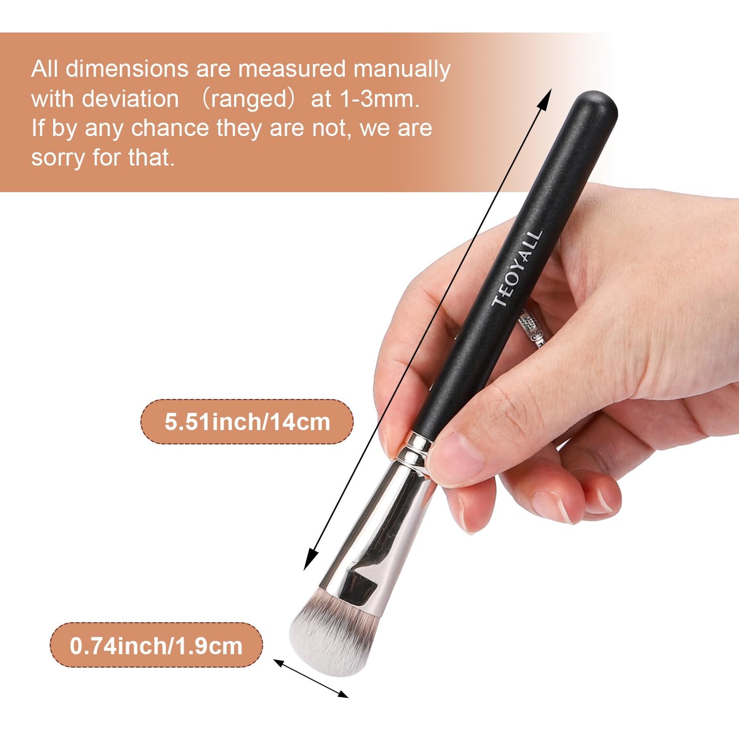 TEOYALL Angled Concealer Brush, Synthetic Contour Brush for Blending Setting Buffing with Liquid, Cream and Powder Cosmetic (Angled Brush)