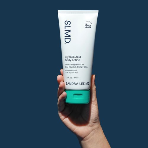 SLMD by Dr. Pimple Popper | Glycolic Acid Body Lotion | Exfoliating Lotion for Rough, Bumpy Skin and Skin Prone to KP, Ingrown Hairs, Shaving Bumps | 10% AHA - 6 fl. oz.