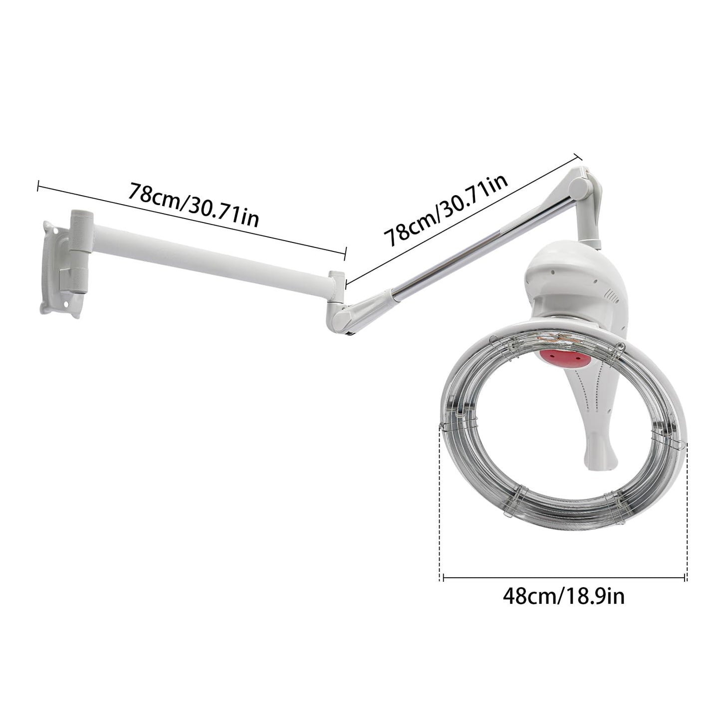 Wall Mount Orbiting Rotating Hair Treatment Machine, 950W 110V 360° Rotating Salon Heating Ring Processor, Hair Perming Treatment Machine for Baking Oil, Coloring (White)