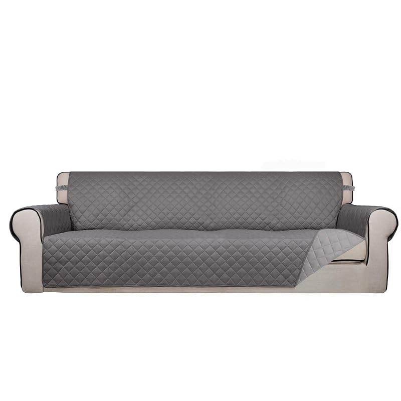 PureFit Reversible Quilted Couch Cover for Dogs 88" 4 Seater Gray/Light Gray