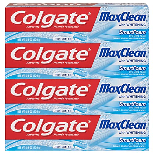 Whitening Toothpaste with Fluoride and Effervescent Mint - 6 Ounce, 4 Pack