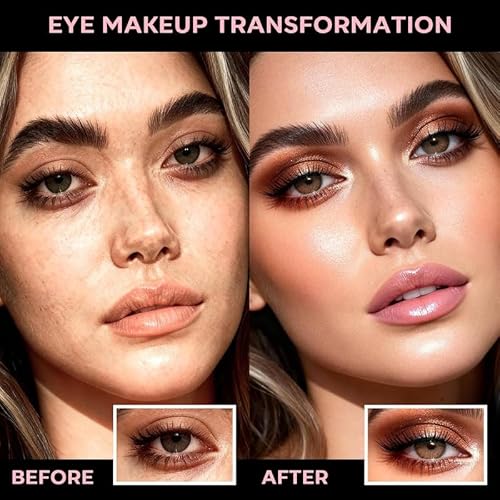 5-in-1 Backed Eyeshadow Makeup Palette with Blush Bronzer Highlighter, Natural Nude Eye Shadow Palettes 18 Colors Matte Shimmer Glitter Tone Long Lasting Smudge-Proof, Ideal Gifts for Women