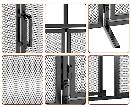 Magnetic Fireplace Screen 3-Panel Wrought Iron Spark Guard for Indoor Use