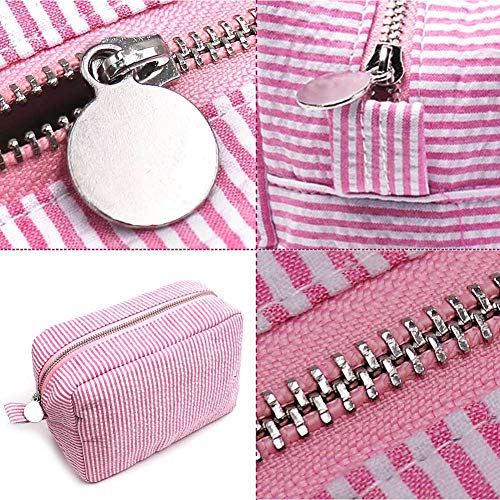 Seersucker Cosmetic Bag, Large Makeup Pouch Travel Toiletry Case with Zipper Closure Seersucker Cosmetic Organizer for Women Girls