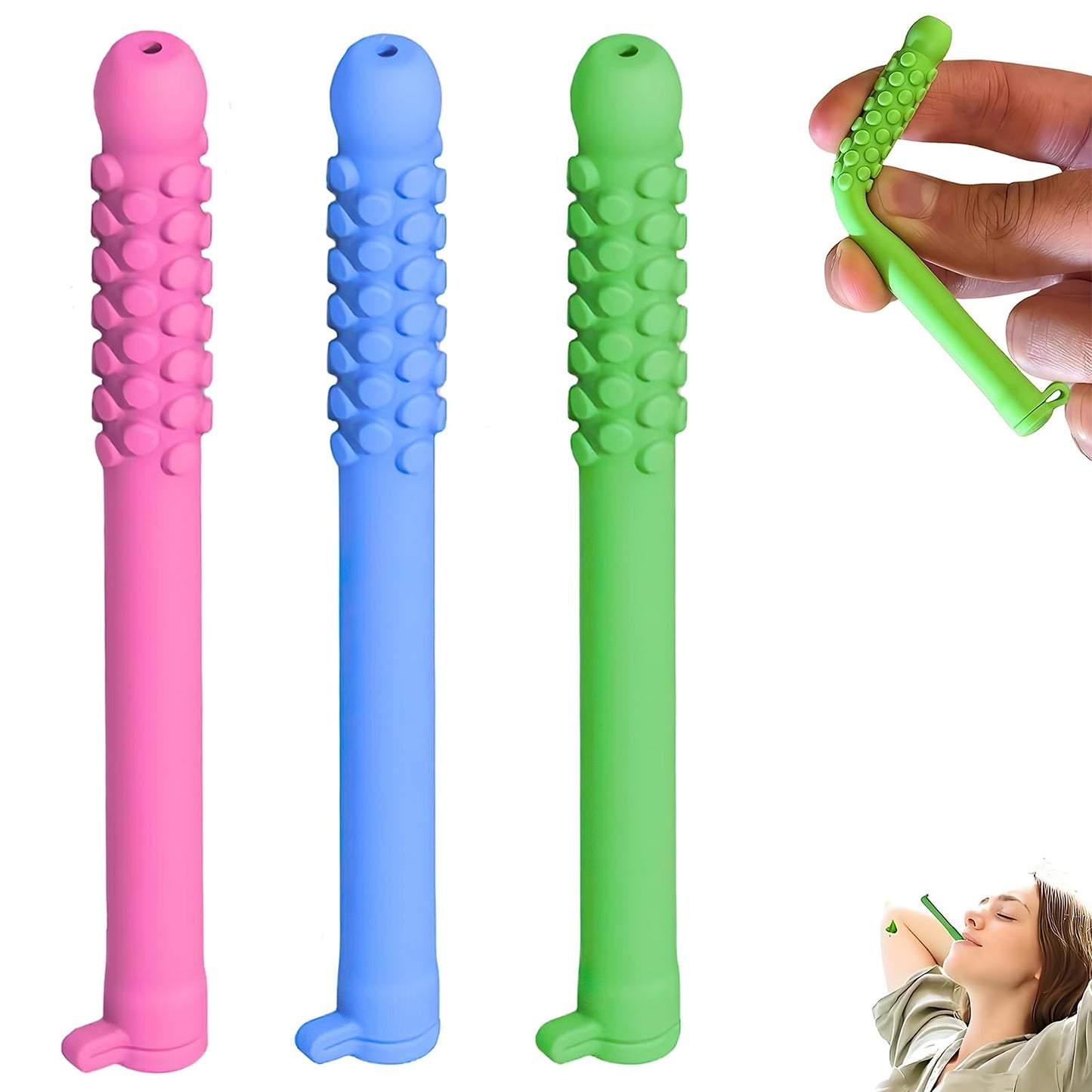 Chewable Breather Quit Smoking,Essential Oil Chewable Breath Sticks-Fruity Craving Relief,Fresh Breath, Mental Focus,Can Taken Anywhere(3 PCS)