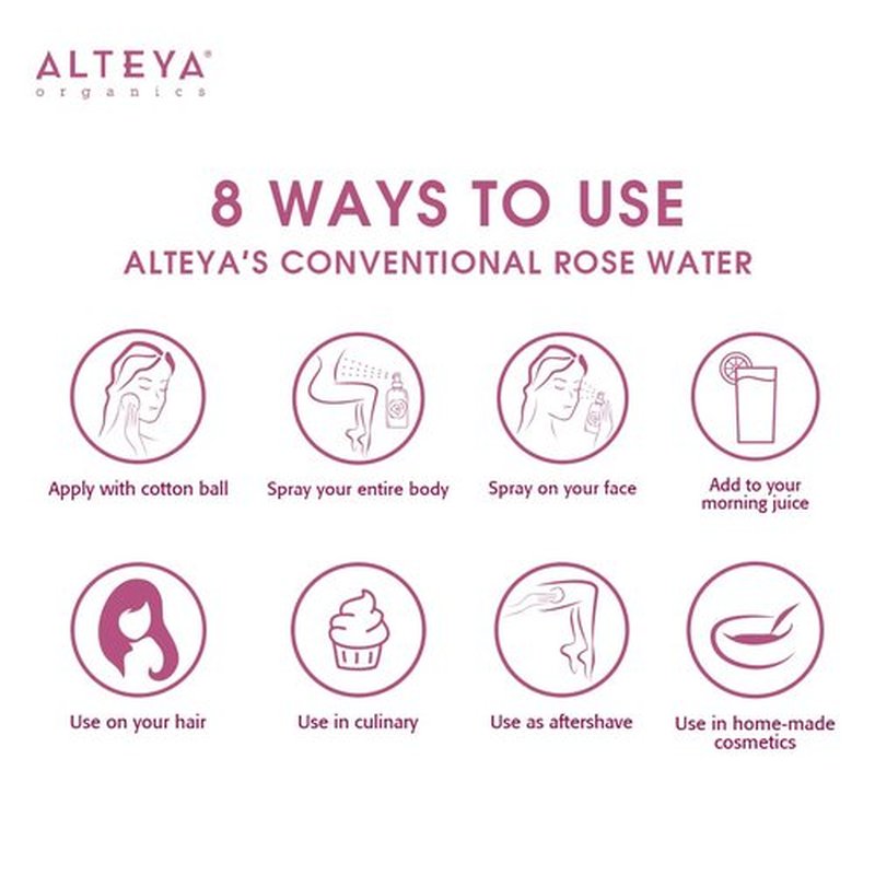 Alteya Organics Rose Water Natural Facial Toner, 17 Fl Oz/500mL Pure Bulgarian Rosa Damascena Flower Water,Award-Winning Moisturizer BPA-Free Bottle with Reducer