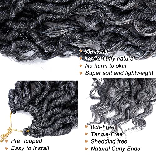 Grey Faux Goddess Locs Crochet Hair 12 Inch - T1B/Grey, Pack of 6